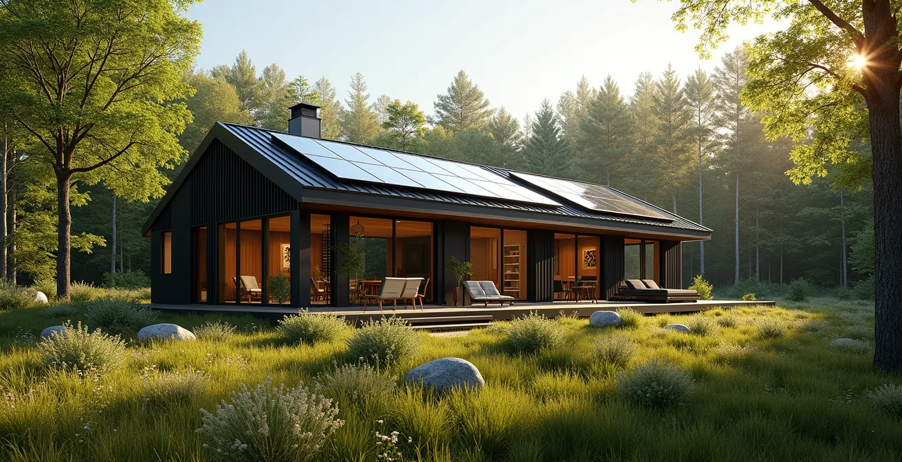 Eco-certified lodge in Quebec showcasing sustainable architecture and green technology