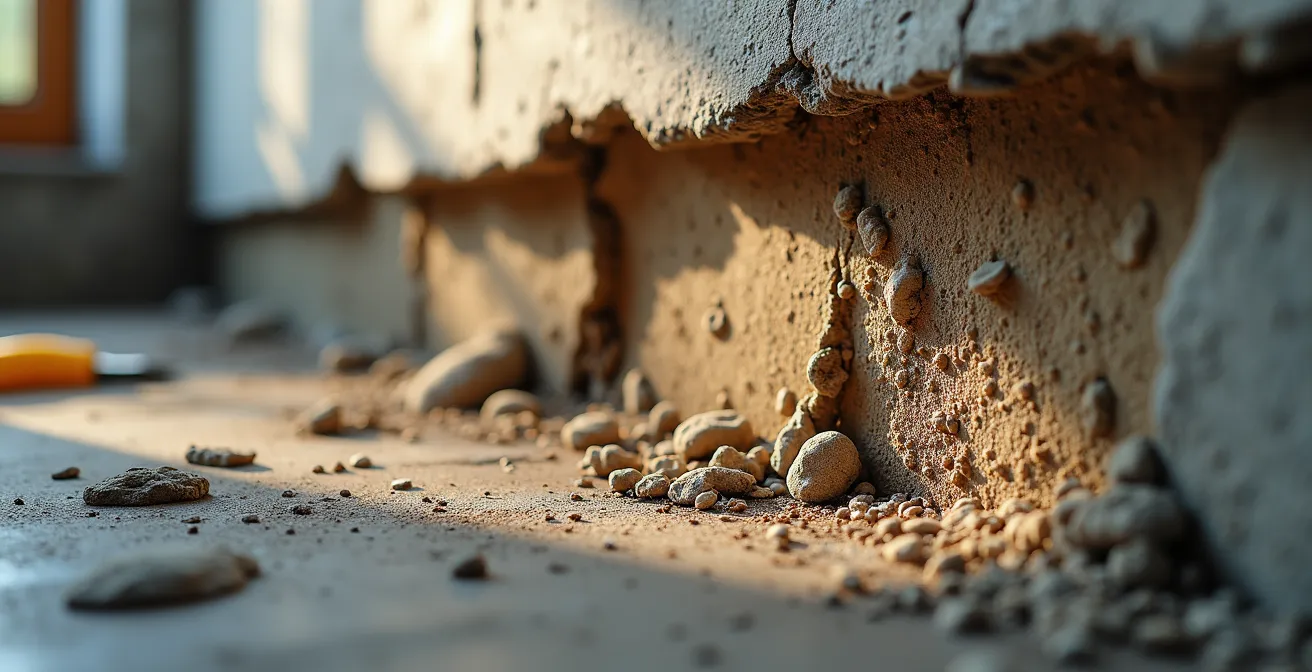 Detailed view of Quebec home renovation revealing hidden structural issues